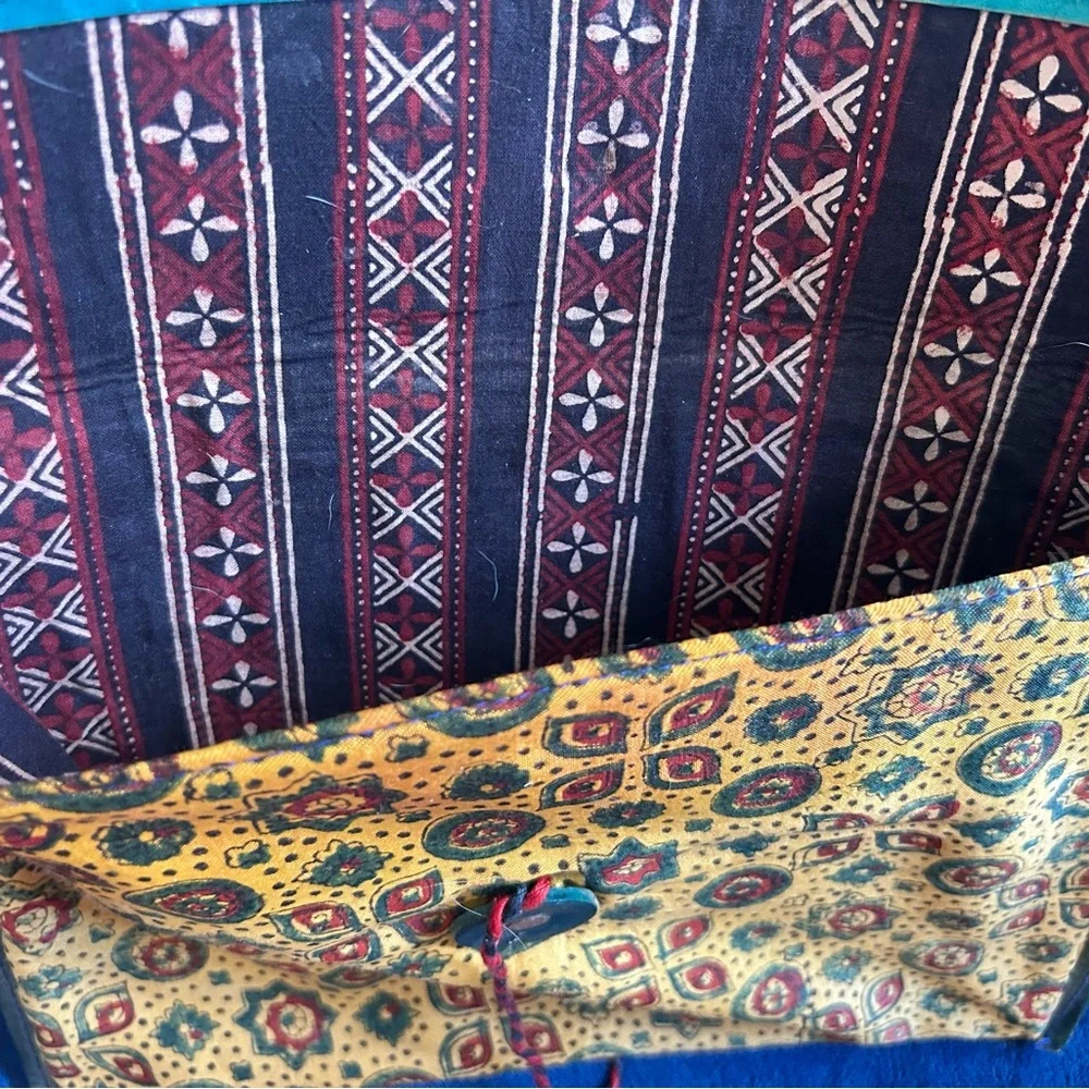 Vintage Handmade Leather Ipad Clutch- Bohi Tribal Pattern- Unique Piece